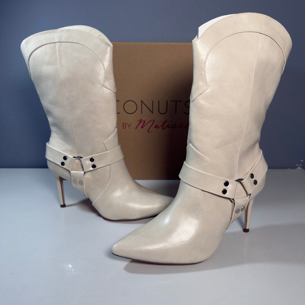 Coconuts by Matisse Avaline Boots Women 9 Cream Western Stiletto Heel New